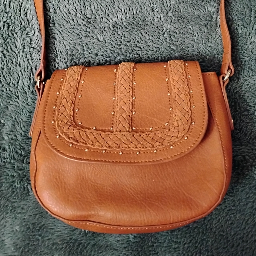 INC International Concepts Leather Trimmed Crossbody Bag Handbag Women's Purse